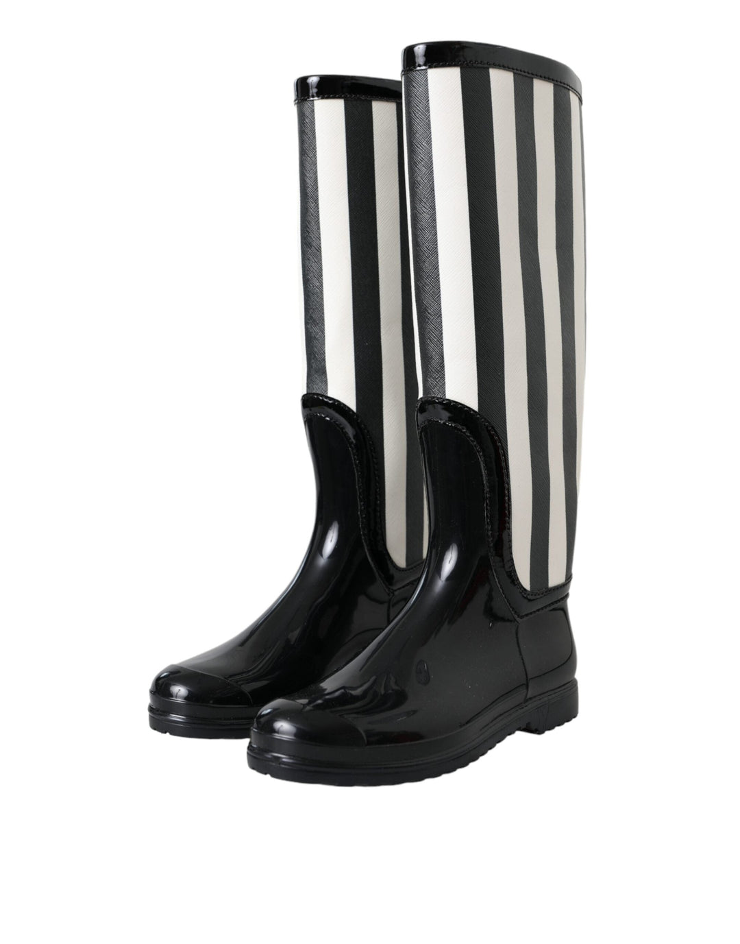 Bottes plates hautes en caoutchouc noir Dolce &amp;amp; Gabbana