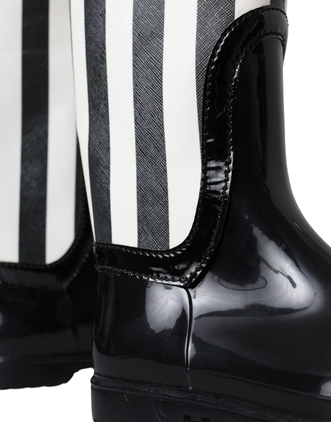 Bottes plates hautes en caoutchouc noir Dolce &amp;amp; Gabbana