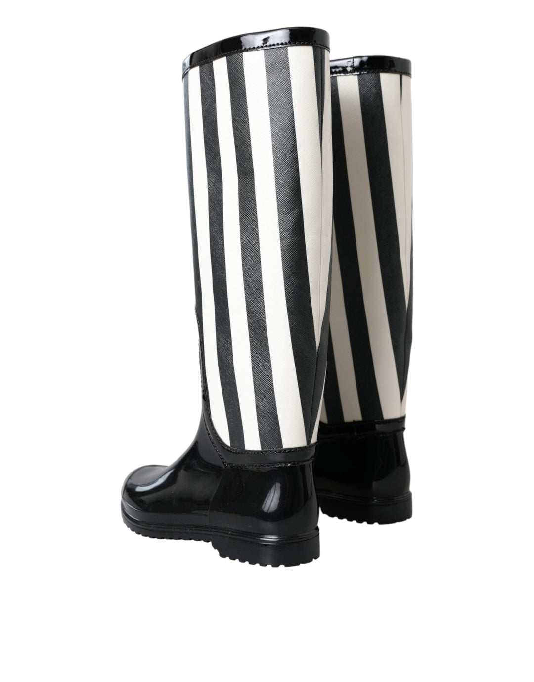 Bottes plates hautes en caoutchouc noir Dolce &amp;amp; Gabbana