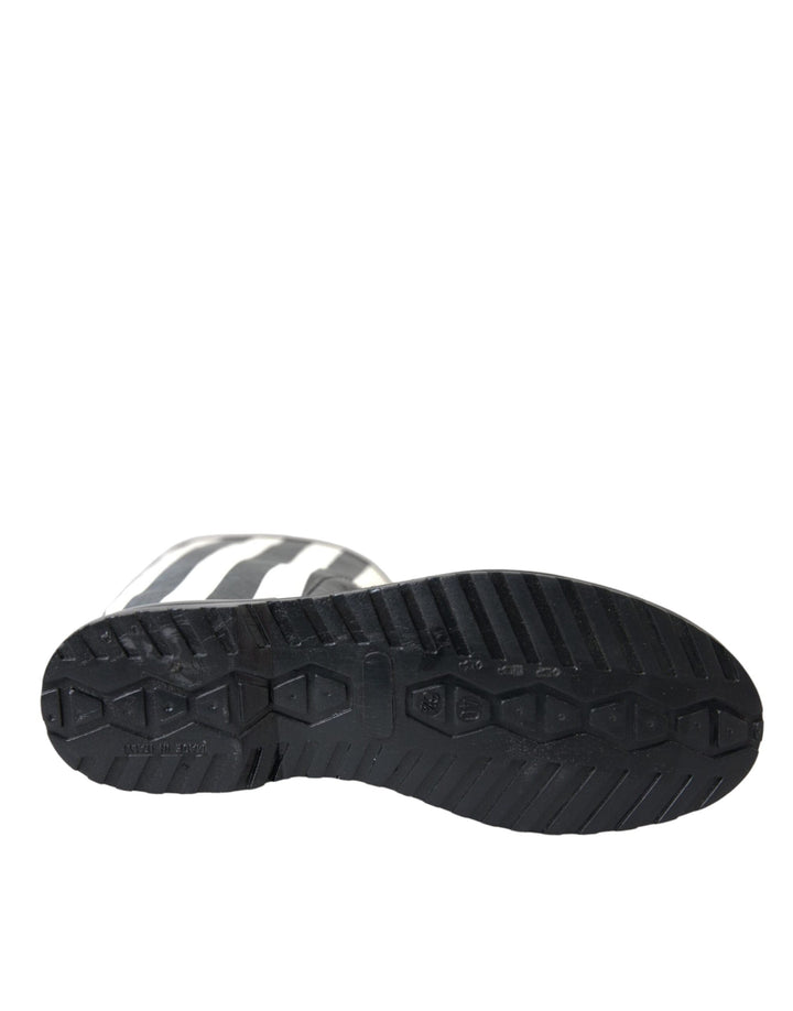 Bottes plates hautes en caoutchouc noir Dolce &amp;amp; Gabbana