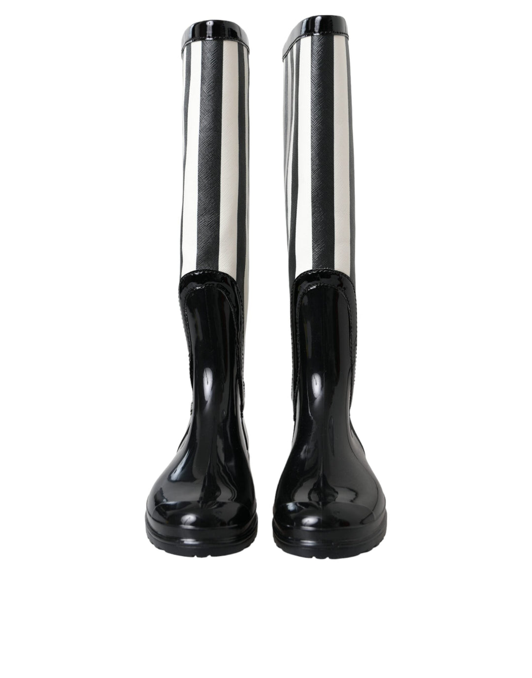 Bottes plates hautes en caoutchouc noir Dolce &amp;amp; Gabbana