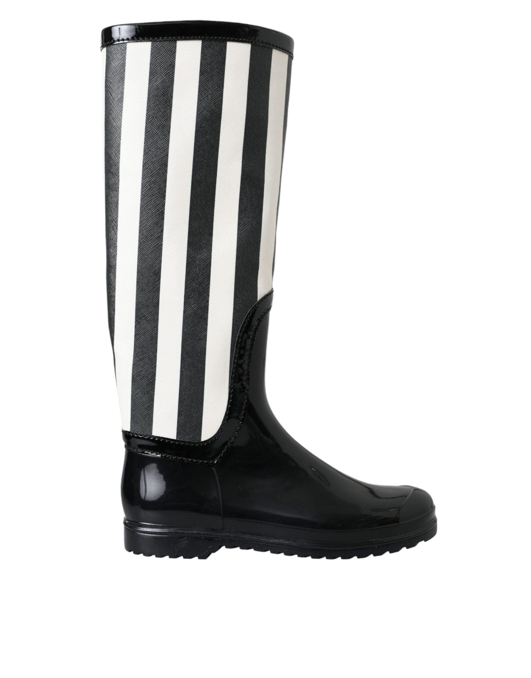 Bottes plates hautes en caoutchouc noir Dolce &amp;amp; Gabbana