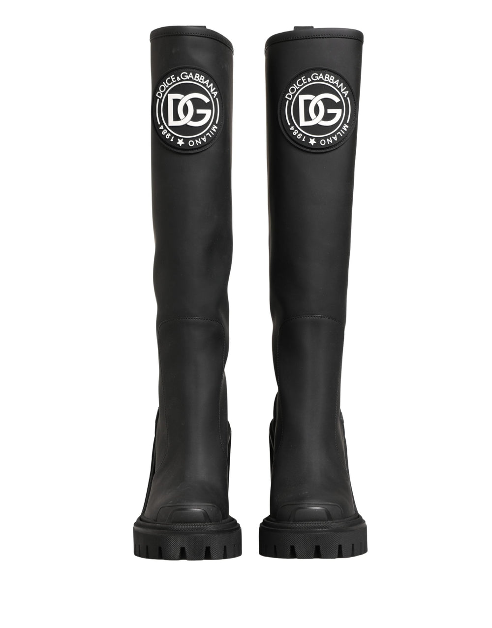 Women’s Dolce & Gabbana Black Rubberised Leather High Boots Shoes