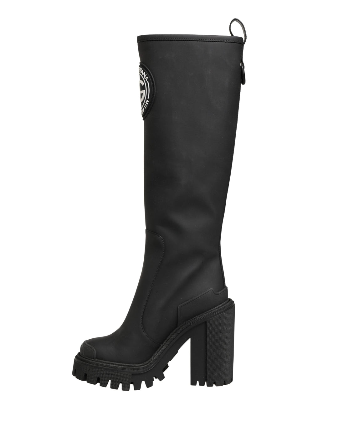 Women’s Dolce &amp; Gabbana Black Rubberised Leather High Boots Shoes