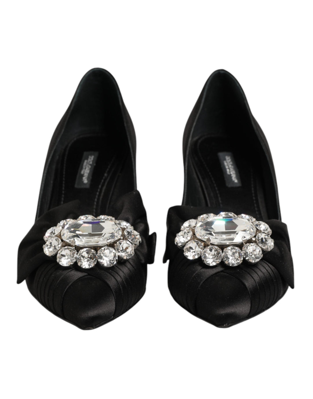 Women’s Dolce & Gabbana Black Satin Bow Crystal Embellishment Pumps Shoes
