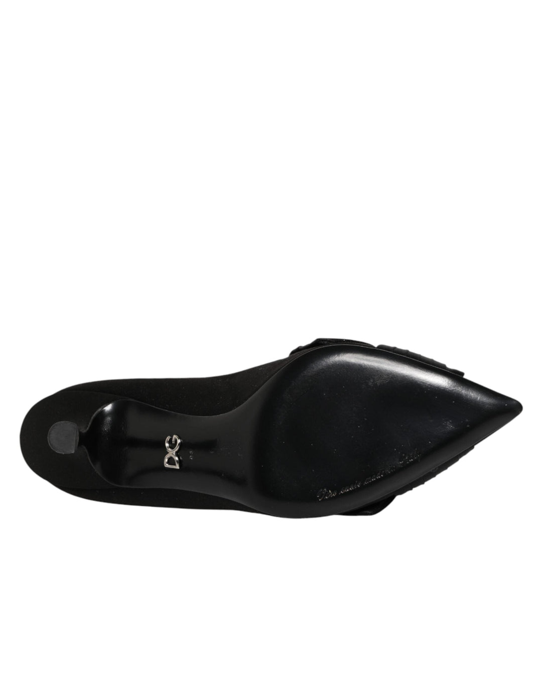 Women’s Dolce &amp; Gabbana Black Satin Bow Crystal Embellishment Pumps Shoes