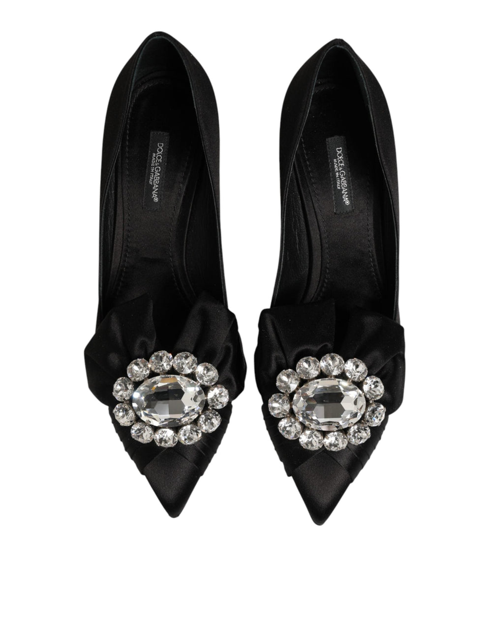 Women’s Dolce & Gabbana Black Satin Bow Crystal Embellishment Pumps Shoes