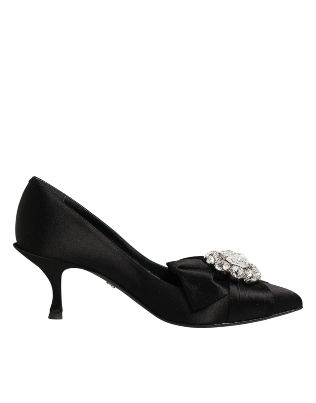 Women’s Dolce &amp; Gabbana Black Satin Bow Crystal Embellishment Pumps Shoes