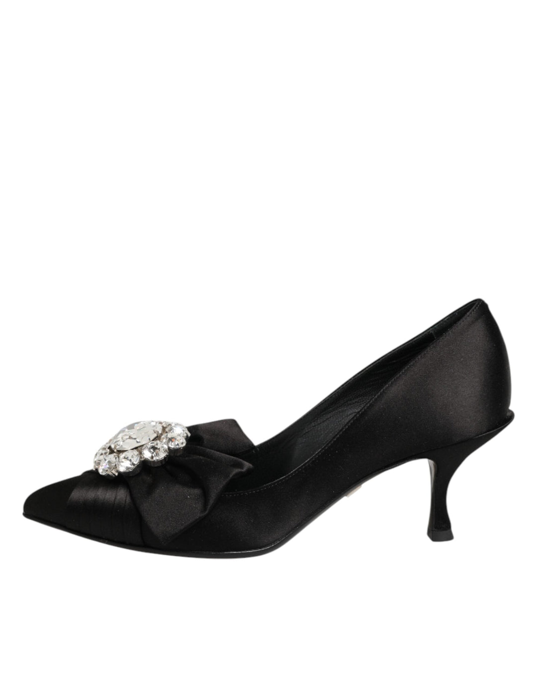 Women’s Dolce &amp; Gabbana Black Satin Bow Crystal Embellishment Pumps Shoes