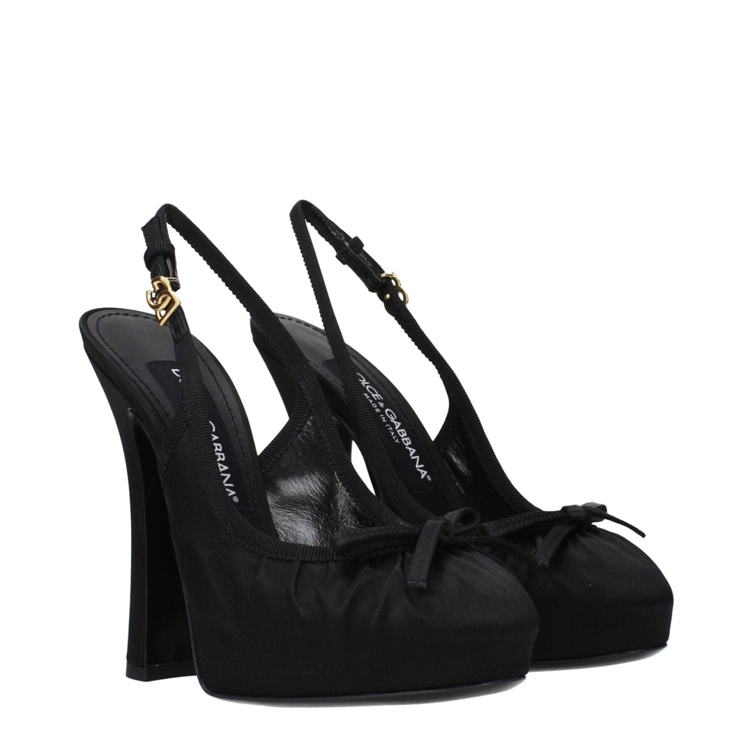 Women’s Dolce &amp; Gabbana Black Satin High Heel Pumps