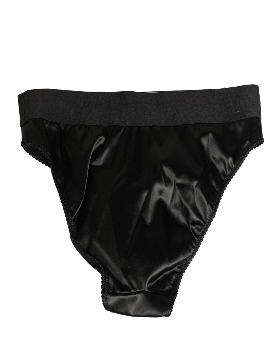 Women’s Dolce &amp; Gabbana Black Satin High-waist Brief Logo Women Underwear
