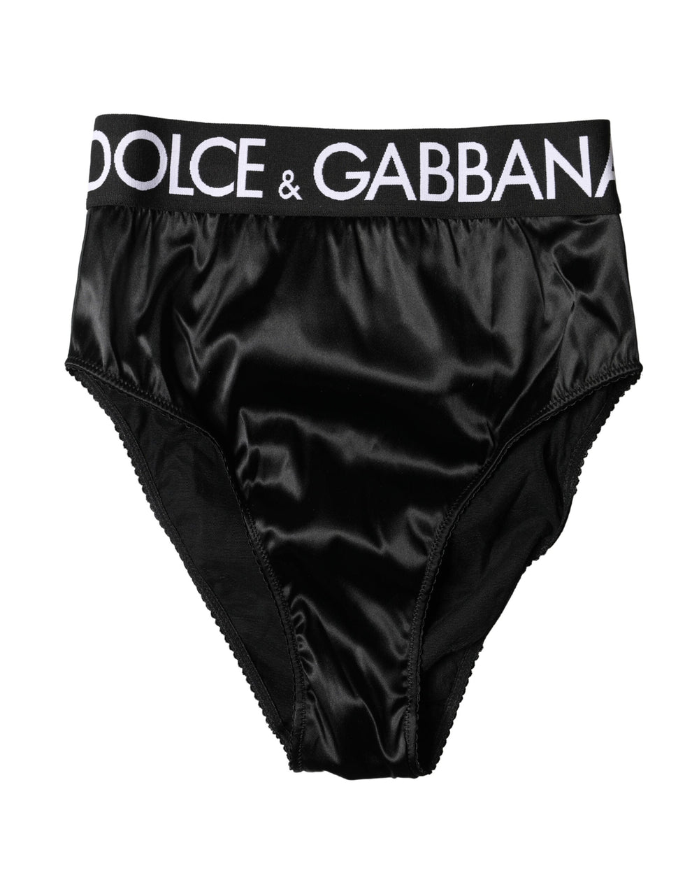 Women’s Dolce & Gabbana Black Satin High-waist Brief Logo Women Underwear