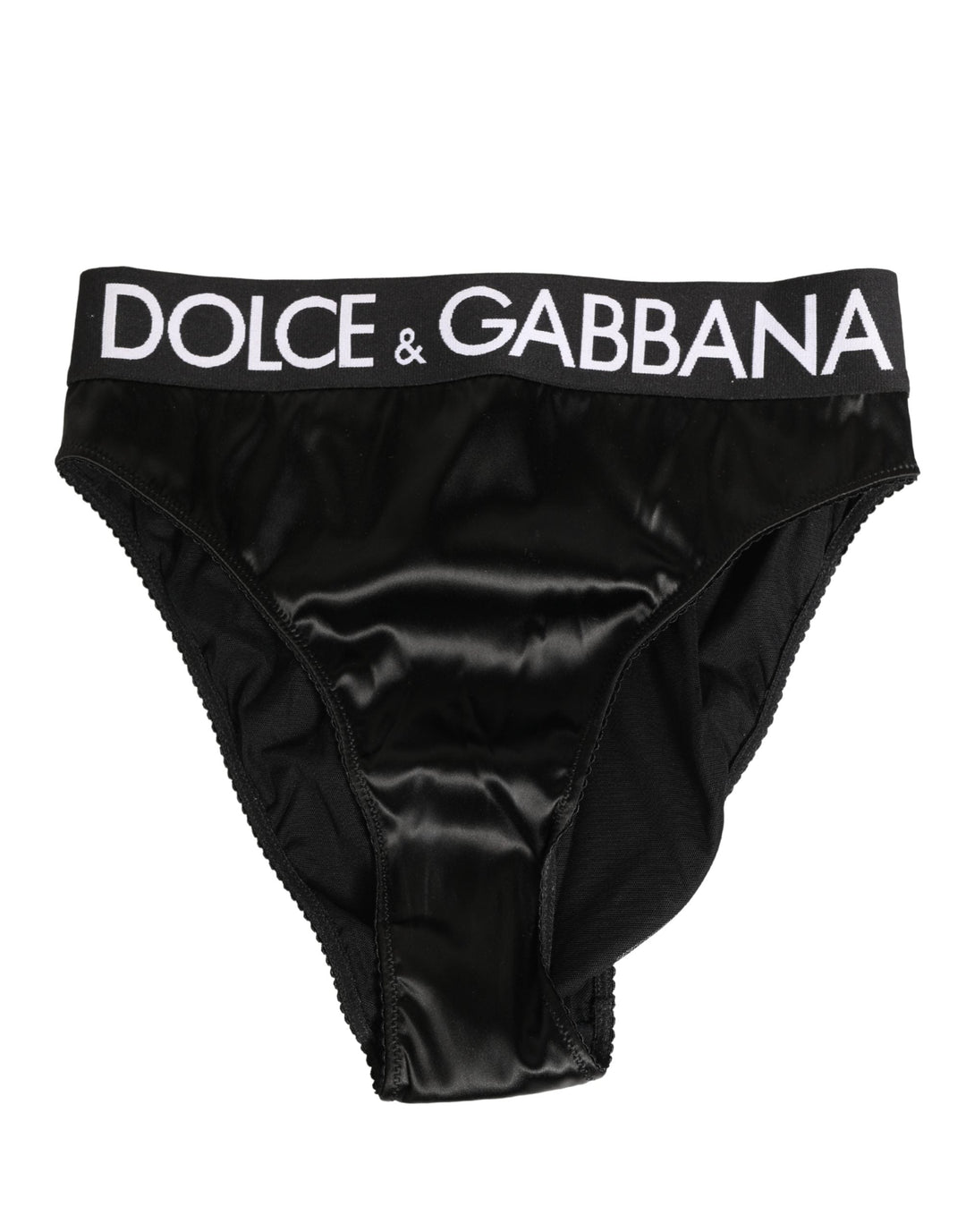 Women’s Dolce &amp; Gabbana Black Satin High-waist Brief Logo Women Underwear