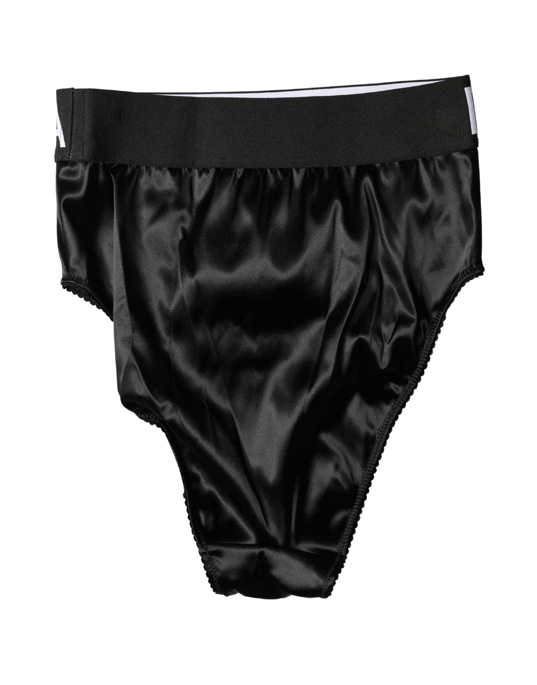 Women’s Dolce &amp; Gabbana Black Satin High-waist Brief Logo Women Underwear