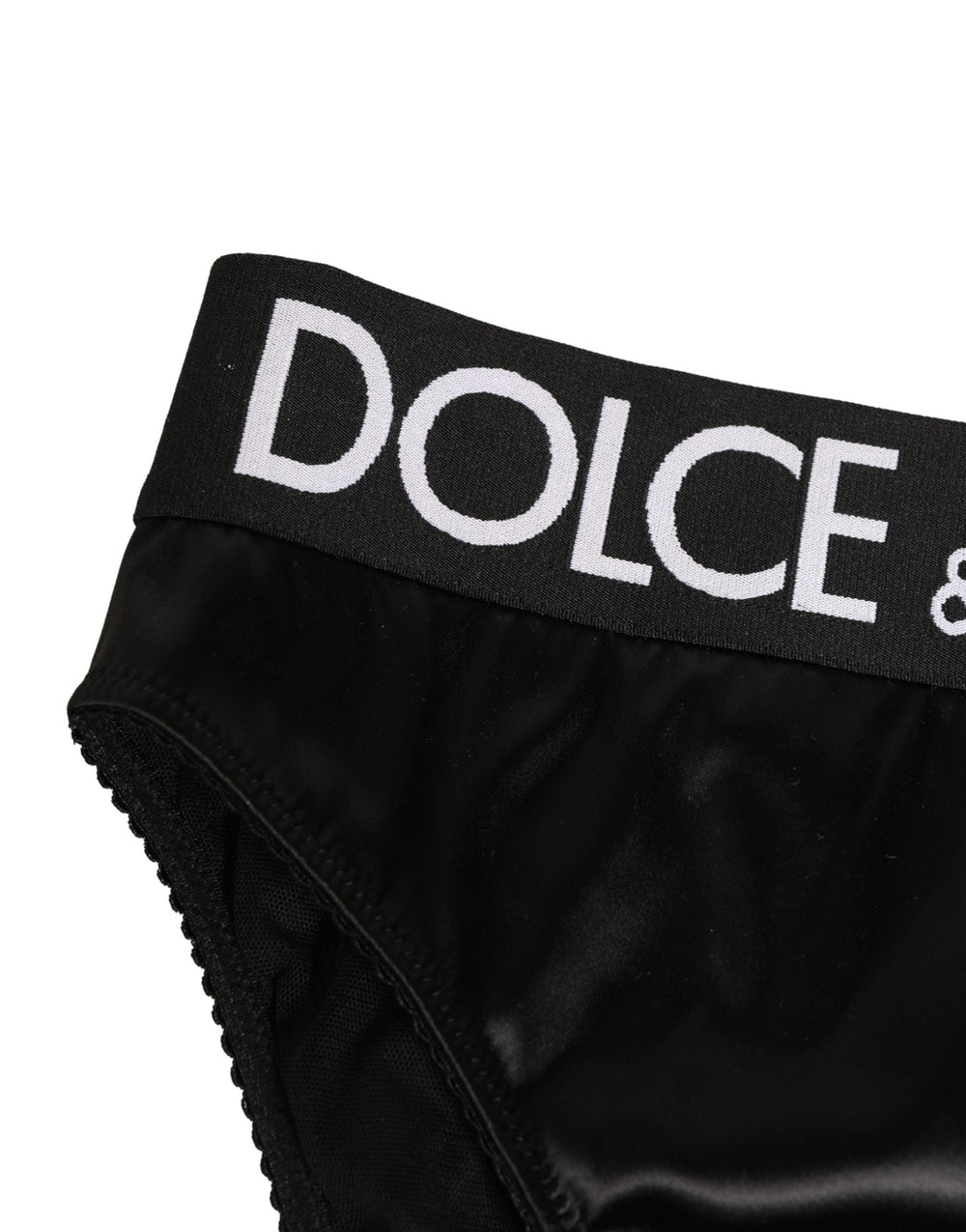 Women’s Dolce & Gabbana Black Satin High-waist Brief Logo Women Underwear