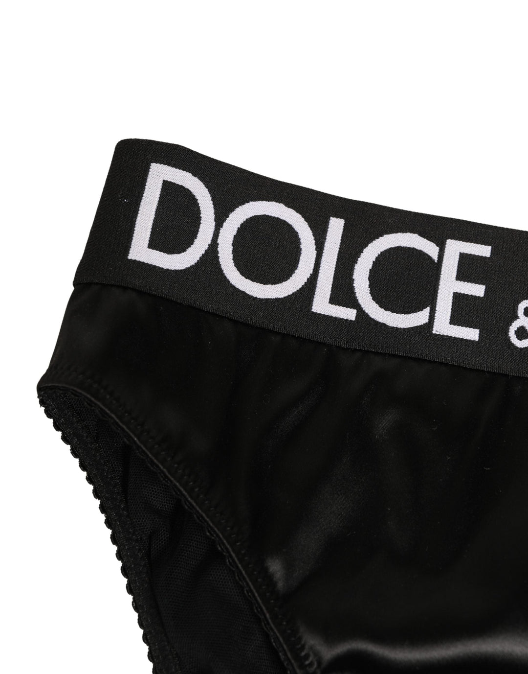 Women’s Dolce &amp; Gabbana Black Satin High-waist Brief Logo Women Underwear