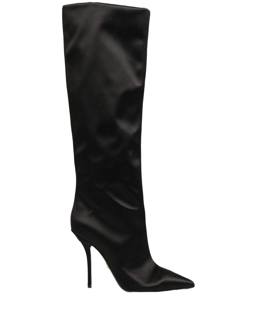 Women’s Dolce & Gabbana Black Satin Knee High Stiletto Boots Shoes