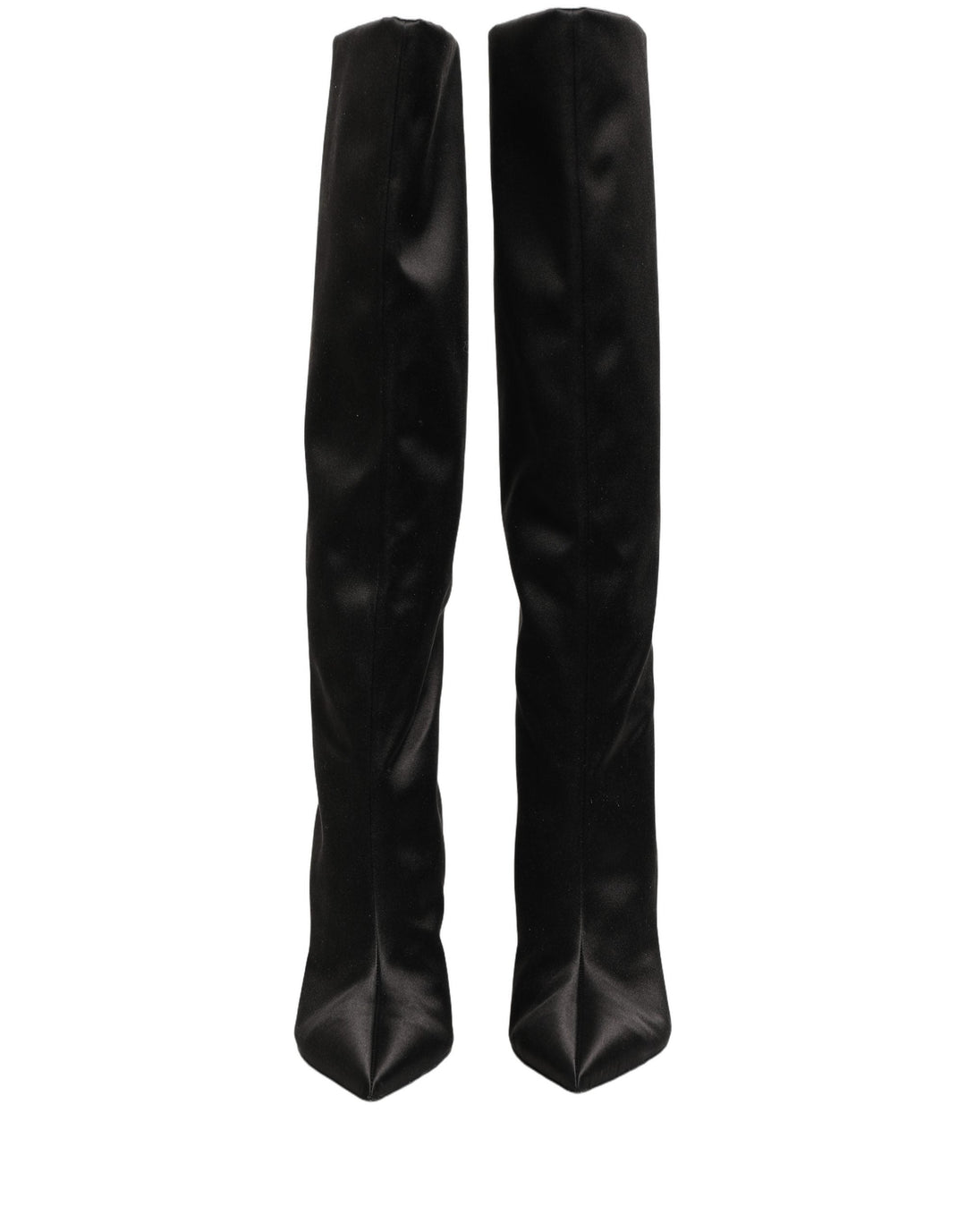 Women’s Dolce &amp; Gabbana Black Satin Knee High Stiletto Boots Shoes
