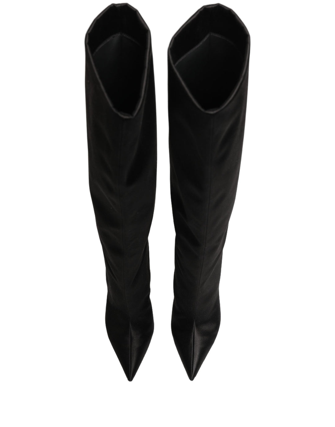 Women’s Dolce &amp; Gabbana Black Satin Knee High Stiletto Boots Shoes
