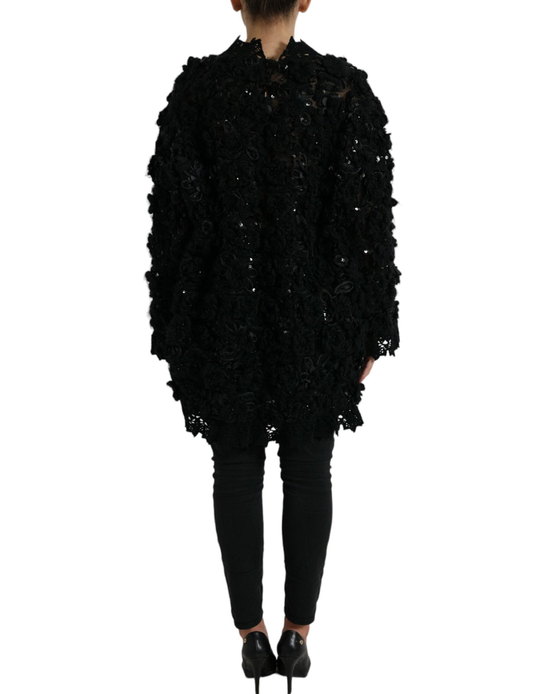 Women’s Dolce &amp; Gabbana Black Sequined Embellished Pullover Sweater