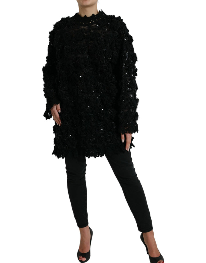 Women’s Dolce &amp; Gabbana Black Sequined Embellished Pullover Sweater