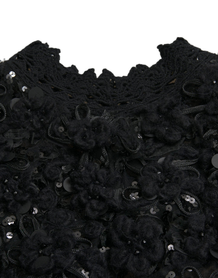 Women’s Dolce &amp; Gabbana Black Sequined Embellished Pullover Sweater