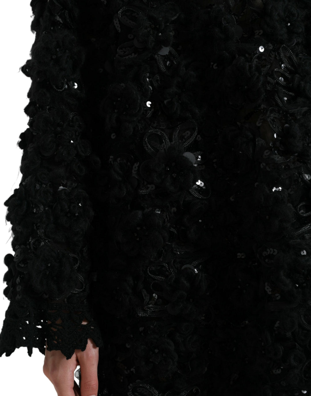 Women’s Dolce &amp; Gabbana Black Sequined Embellished Pullover Sweater