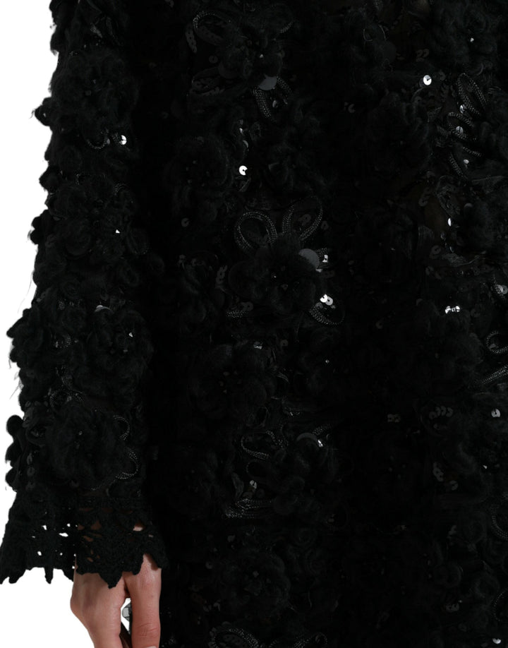 Women’s Dolce &amp; Gabbana Black Sequined Embellished Pullover Sweater