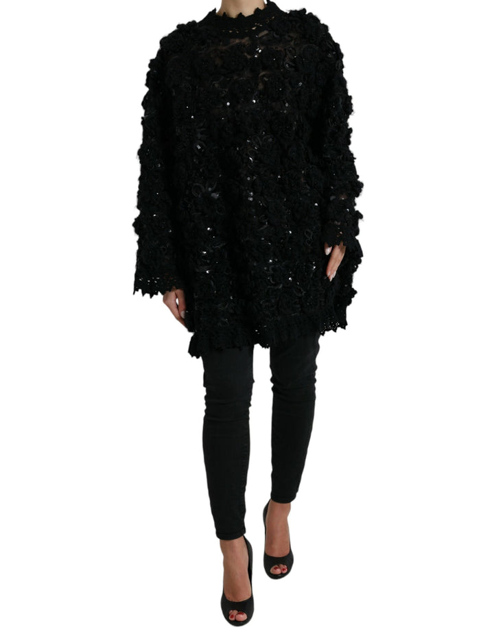 Women’s Dolce &amp; Gabbana Black Sequined Embellished Pullover Sweater