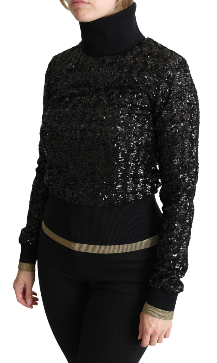 Women’s Dolce &amp; Gabbana Black Sequined Knitted Turtle Neck Sweater