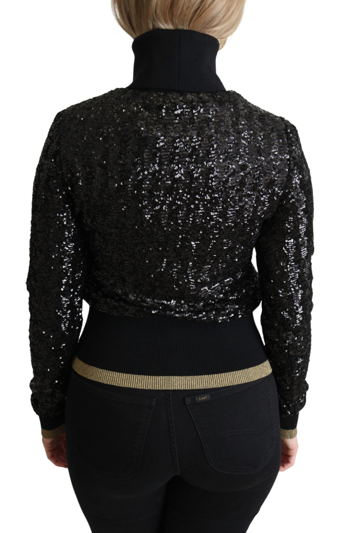 Women’s Dolce &amp; Gabbana Black Sequined Knitted Turtle Neck Sweater