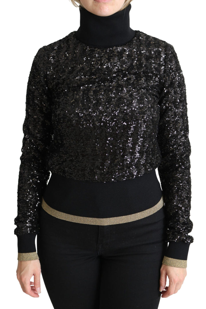 Women’s Dolce &amp; Gabbana Black Sequined Knitted Turtle Neck Sweater