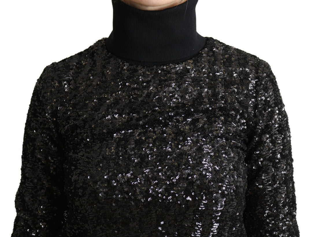Women’s Dolce &amp; Gabbana Black Sequined Knitted Turtle Neck Sweater