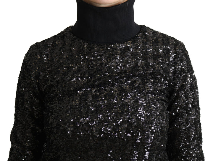 Women’s Dolce &amp; Gabbana Black Sequined Knitted Turtle Neck Sweater