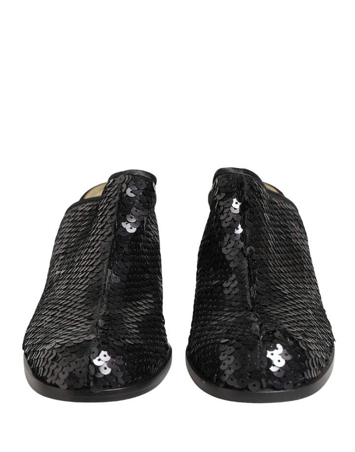 Women’s Dolce &amp; Gabbana Black Sequined Mules Shoes