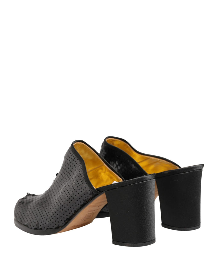 Women’s Dolce &amp; Gabbana Black Sequined Mules Shoes