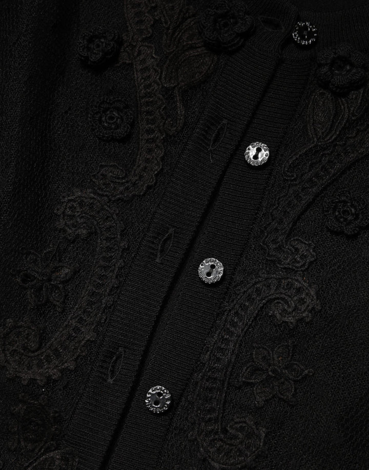 Women’s Dolce &amp; Gabbana Black Sheer Button Down Cardigan Sweater