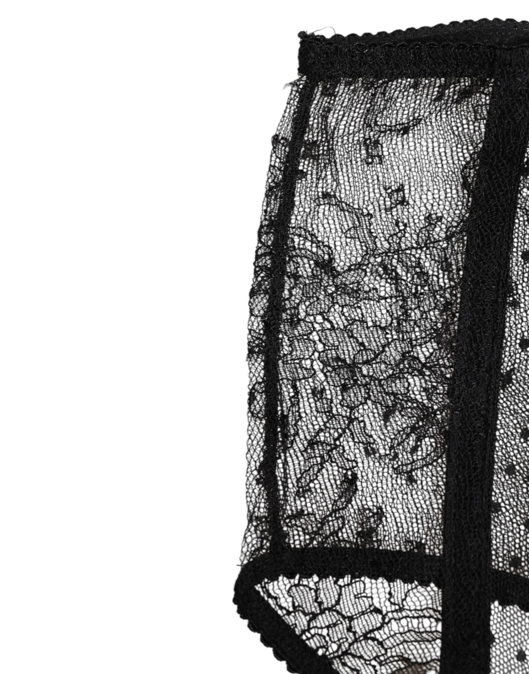Women’s Dolce &amp; Gabbana Black Sheer Polka Dot Lace High Waist Underwear