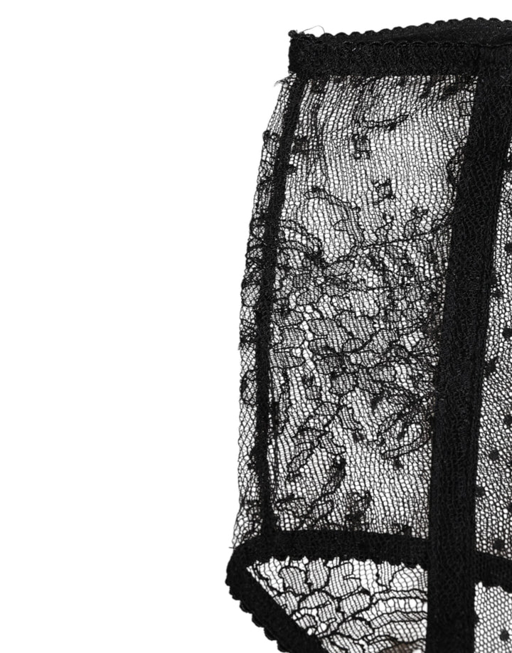 Women’s Dolce &amp; Gabbana Black Sheer Polka Dot Lace High Waist Underwear