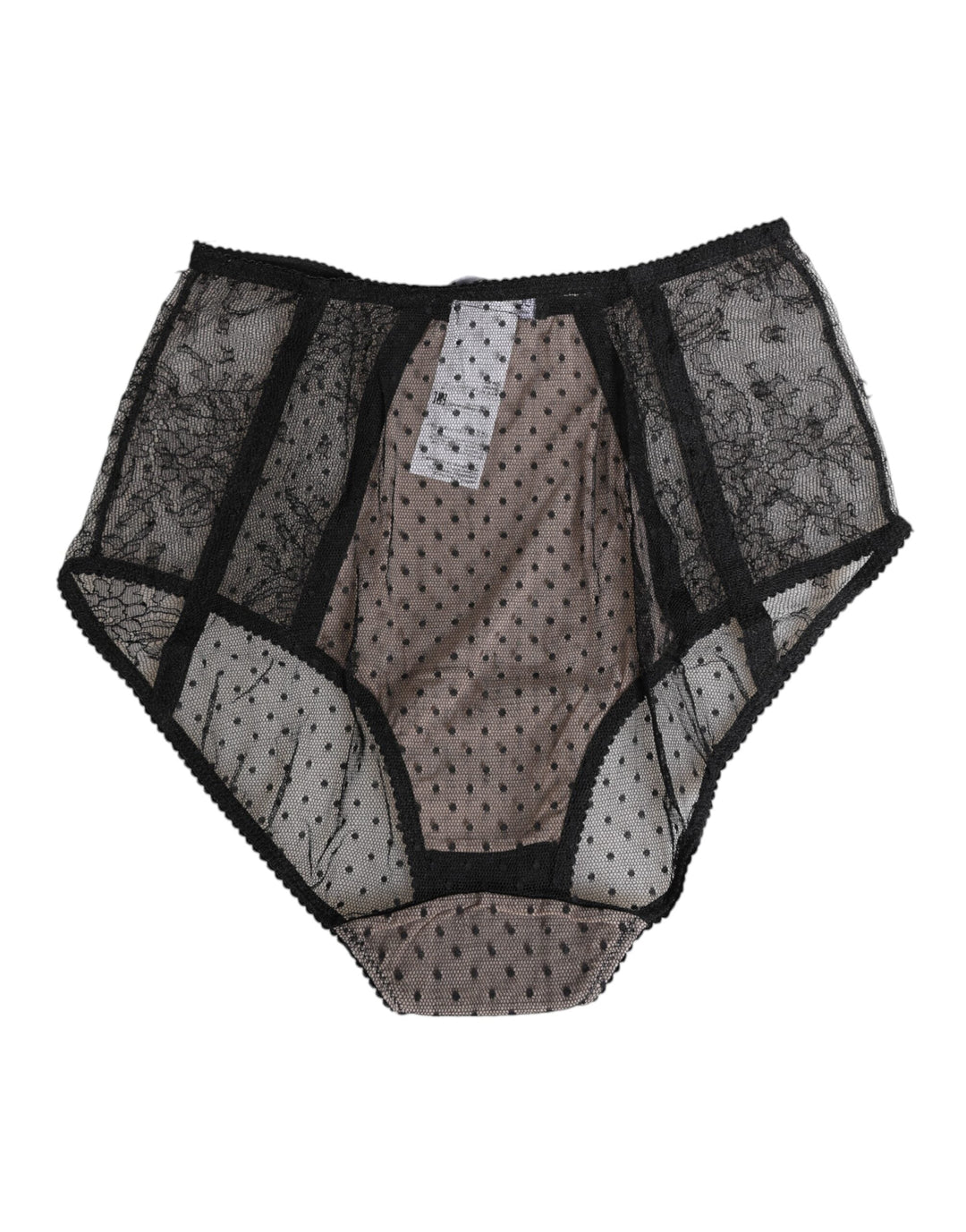 Women’s Dolce &amp; Gabbana Black Sheer Polka Dot Lace High Waist Underwear