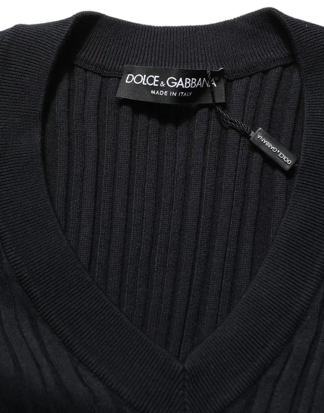 Women’s Dolce &amp; Gabbana Black Silk Blend V-neck Pullover Men Sweater