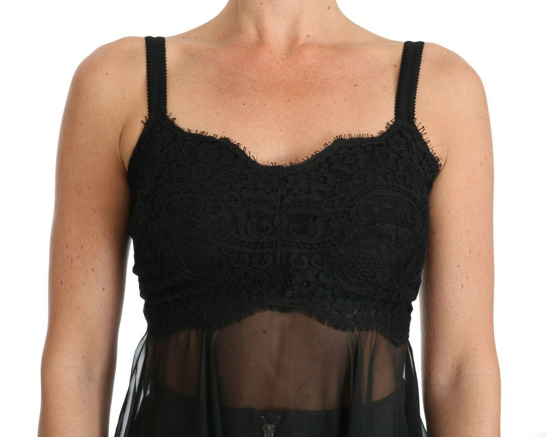 Women’s Dolce &amp; Gabbana Black Silk Lace Dress Chemise Lingerie