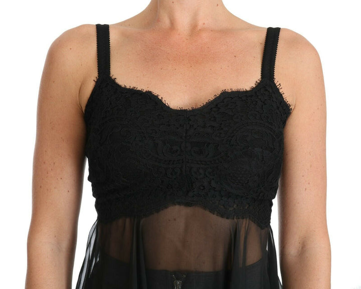Women’s Dolce &amp; Gabbana Black Silk Lace Dress Chemise Lingerie