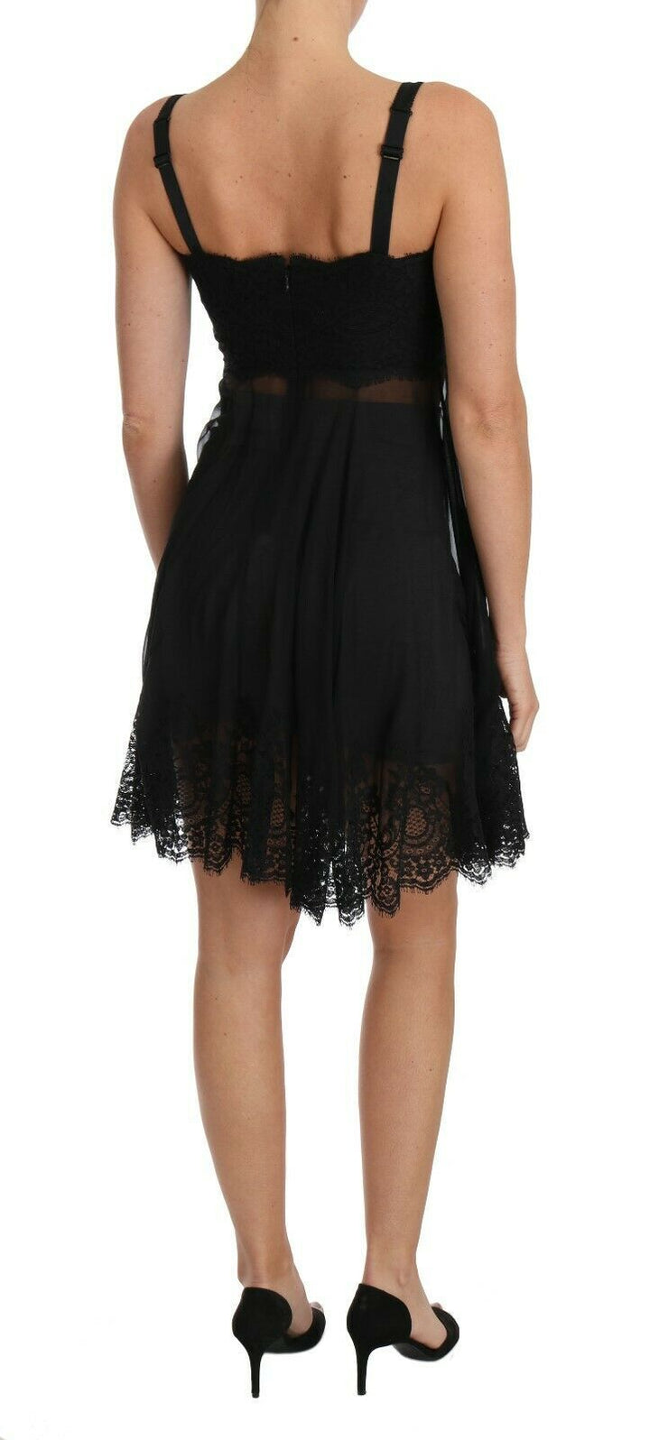 Women’s Dolce &amp; Gabbana Black Silk Lace Dress Chemise Lingerie