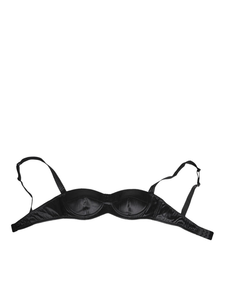 Women’s Dolce &amp; Gabbana Black Silk Satin Wireless Lingerie Bra Underwear