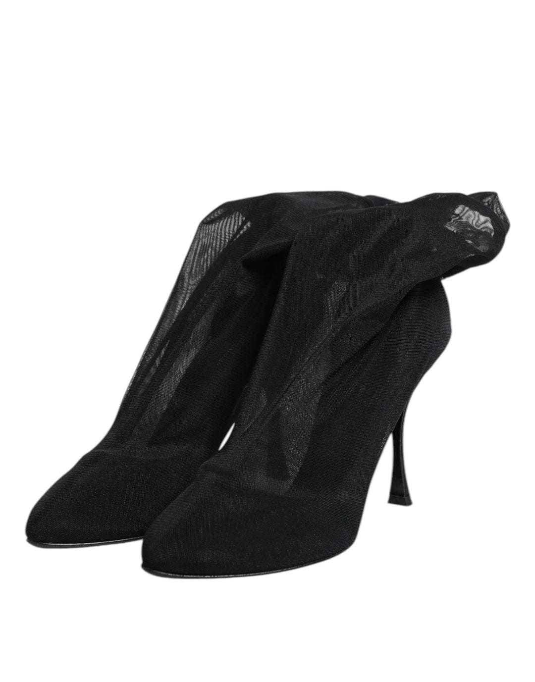 Women’s Dolce &amp; Gabbana Black Silk Stretch Mesh Sock Boots Shoes