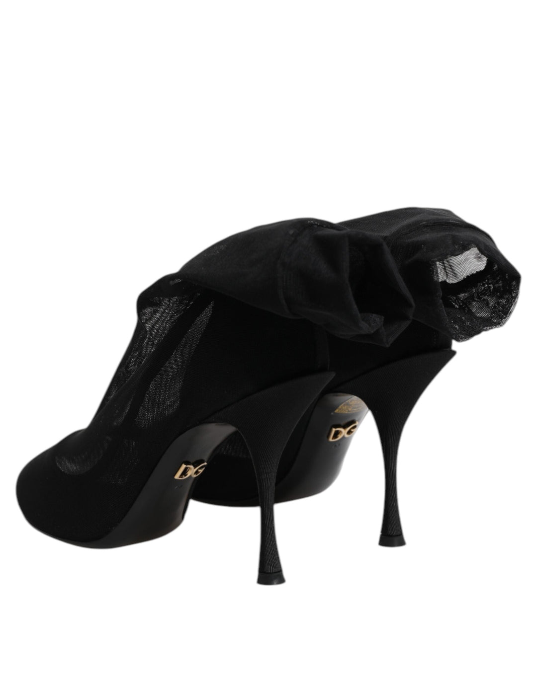 Women’s Dolce &amp; Gabbana Black Silk Stretch Mesh Sock Boots Shoes