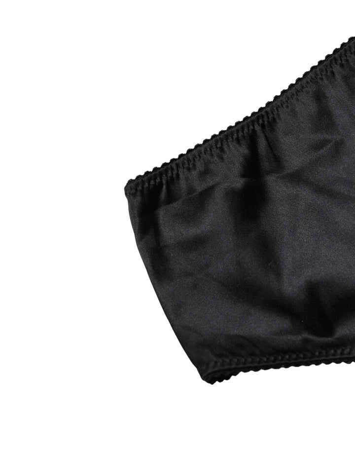 Women’s Dolce &amp; Gabbana Black Silk Stretch Mid Waist Brief Panty Underwear
