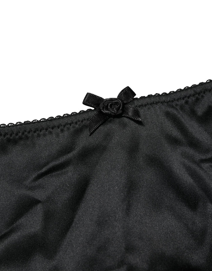 Dolce &amp; Gabbana Black Silk Stretch Mid Waist Brief Panty Underwear