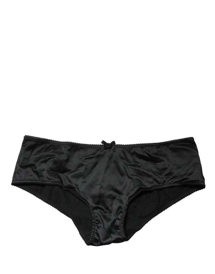 Dolce &amp; Gabbana Black Silk Stretch Mid Waist Brief Panty Underwear